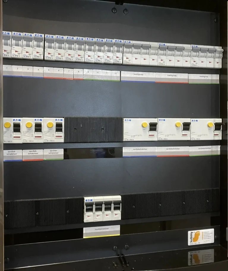 Groepenkast met zekeringen en aardlekschakelaars